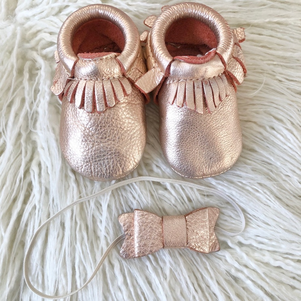 Freshly Picked Rose Gold Moccasins and hair band
